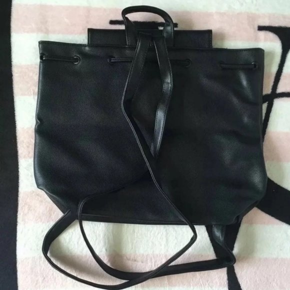VS Backpack Black Faux Leather Bookbag - Picture 7 of 9